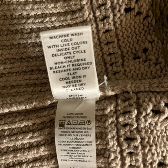 LL Bean fisherman cotton sweater cardigan oatmeal floral size L - Picture 6 of 6